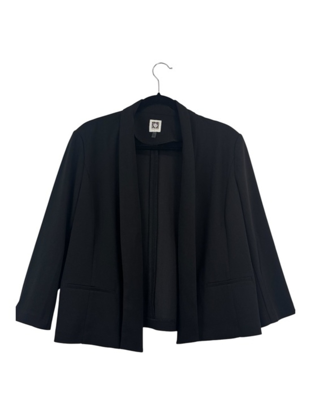 Anne Klein Black Open Front Blazer Size L Minimalist Work Office Career Chic